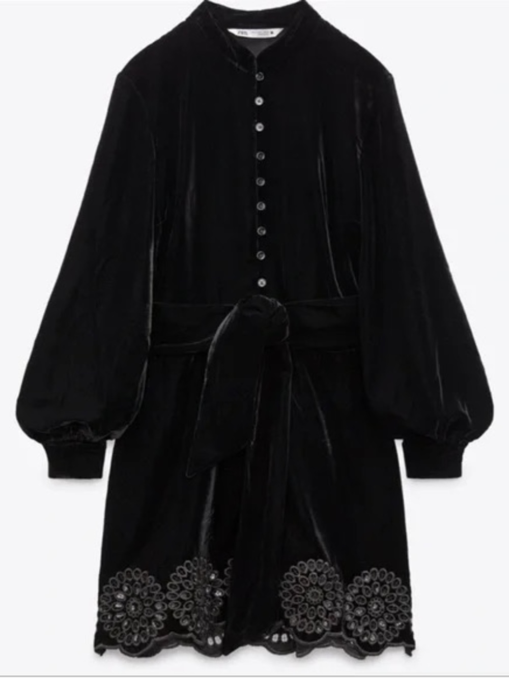 Black Velvet Button-Front Dress with Belt NWT | Small